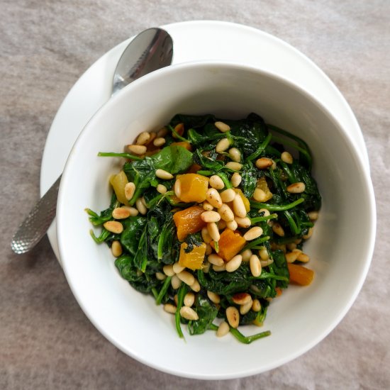 Spinach, PIne Nuts and Apricots