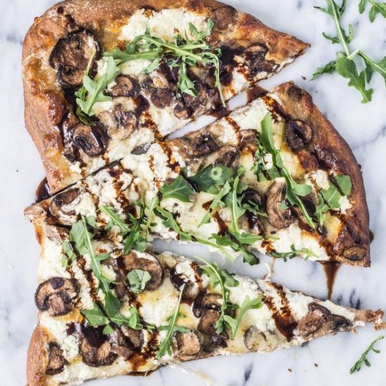 Mushroom, Goat Cheese Arugula Pizza