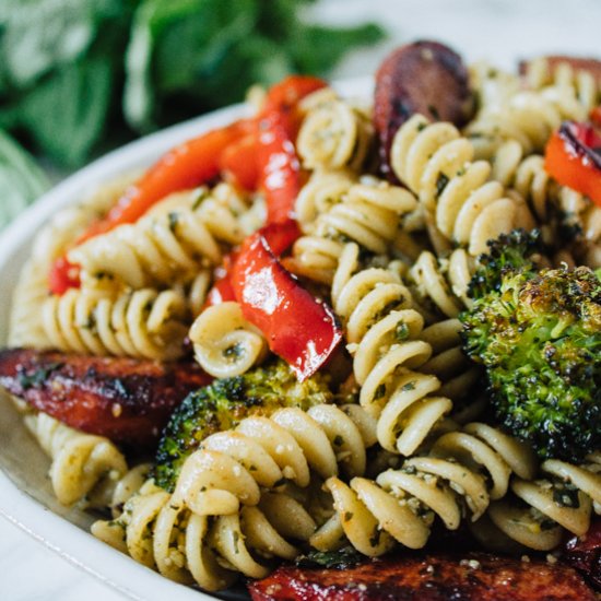 Kielbasa Pesto Pasta Salad