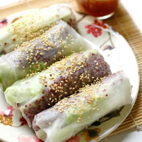 Quinoa Spring Rolls with Duck Sauce