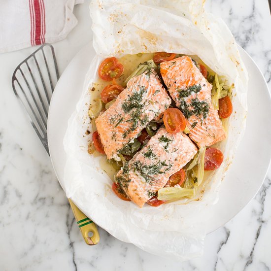 trout en papillote with fennel