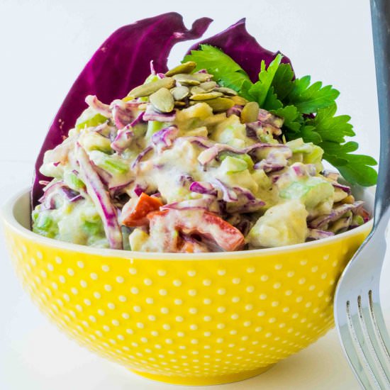 Crunchy Avocado Salad with Yogurt Dressing