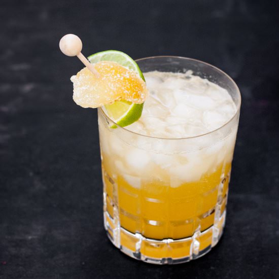 Honey Ginger Rum Peach Cocktail