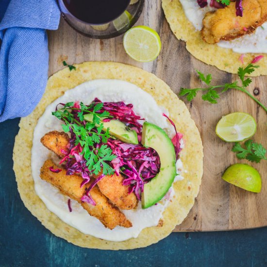 Crispy Fish Tacos with Cabbage Slaw