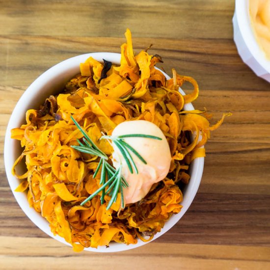 Spiralized Sweet Potato with Dip