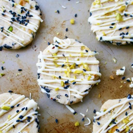 Pistachio Cardamom Tahini Shortbread