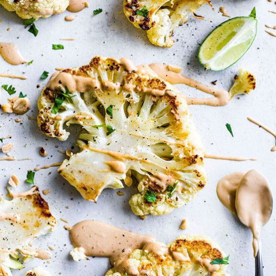 Thai Peanut Cauliflower Steaks