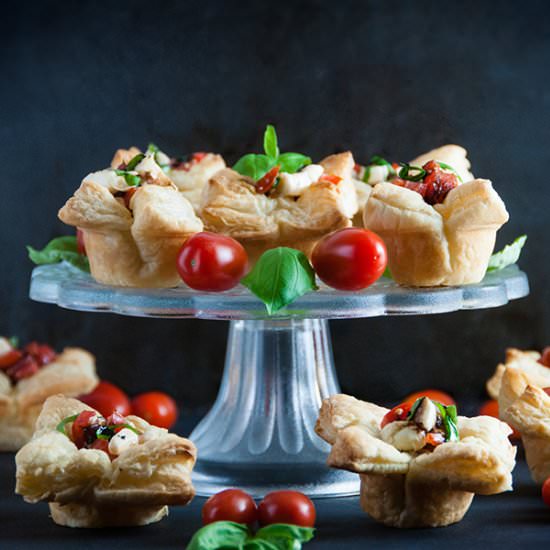 Puff Pastry Caprese Cups