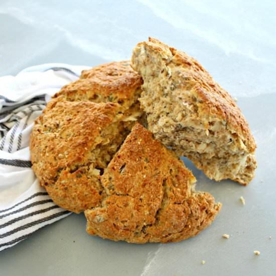 No Knead Multi-Seed Potato Bread