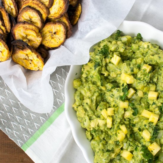 Pineapple Guac with Plantain Chips