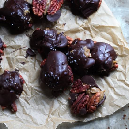 Turtles with Vegan Molasses Caramel