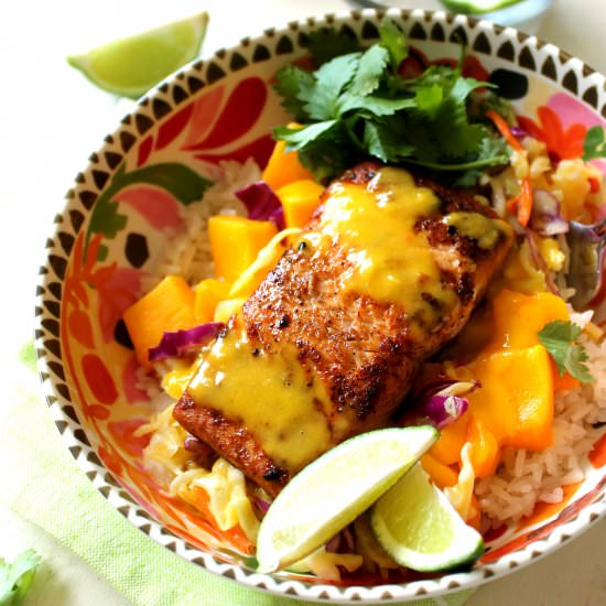 Mango Salmon Bowls w/ Coconut Rice