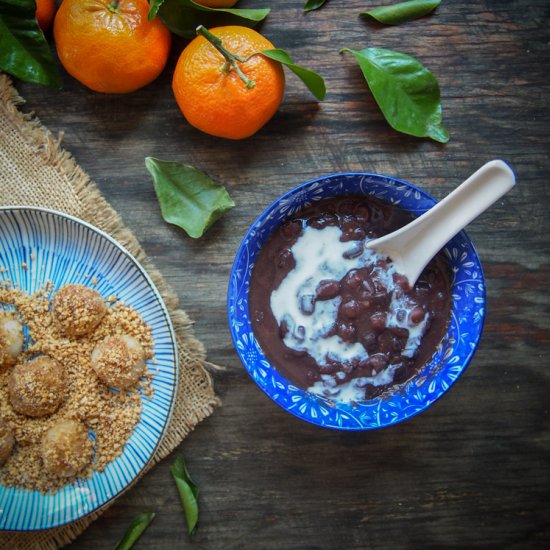 Red Bean Soup with Peanut Mochi