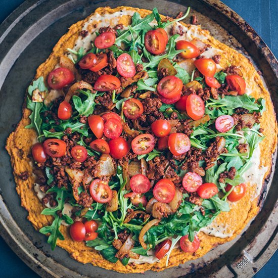 Vegan Pizza with Sweet Potato Crust