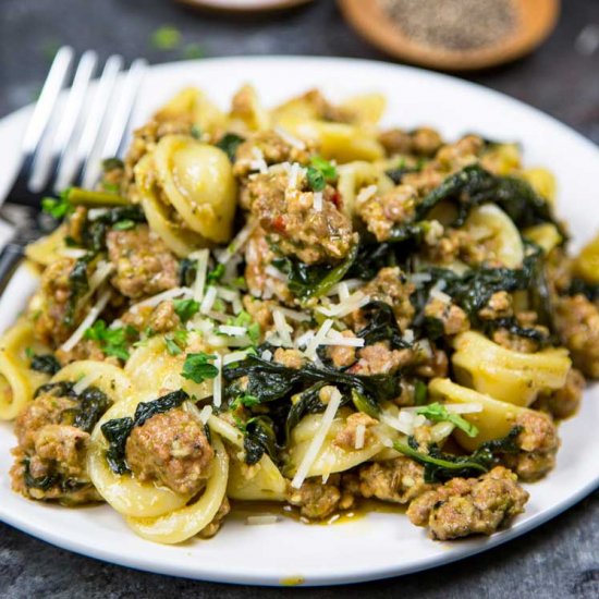 Orecchiette with Sausage & Spinach