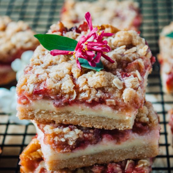 Strawberry Rhubarb Cheesecake Bars