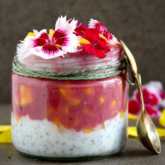 Beetroot Mango Chia Pudding Parfait