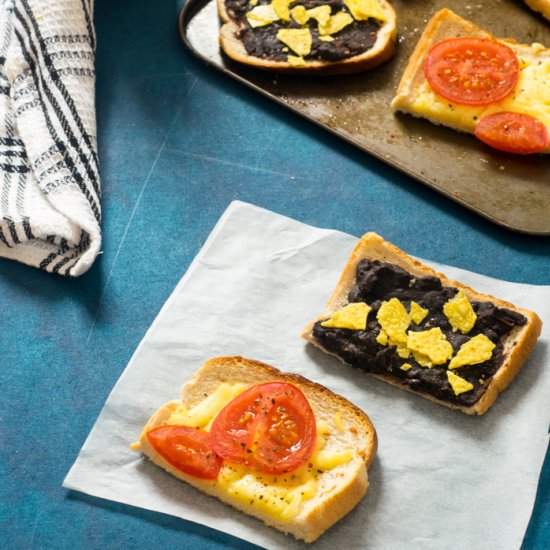 Cheese, Tomato, and Black Bean Toast