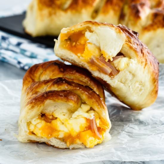 Ham, Egg and Cheese Pretzel Rolls