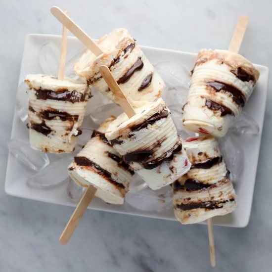 Hot Fudge Sundae Popsicles