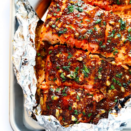 Honey Mustard Salmon in Foil