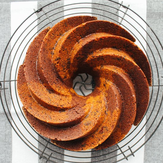 Chocolate-almond marble bundt cake