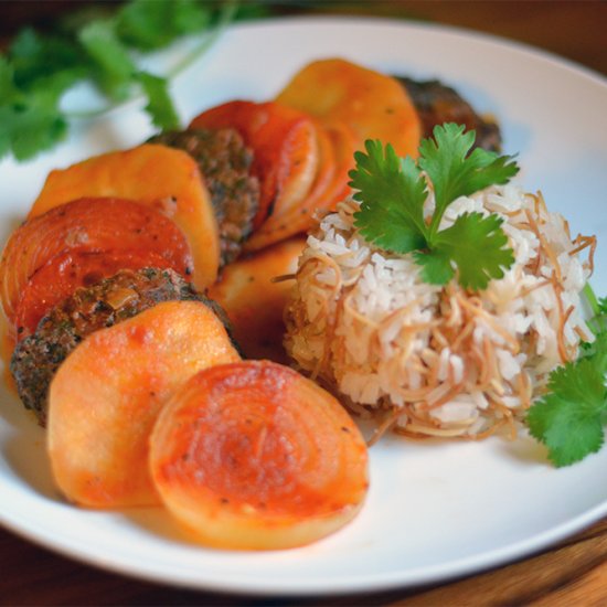 Baked Kafta and Potatoes