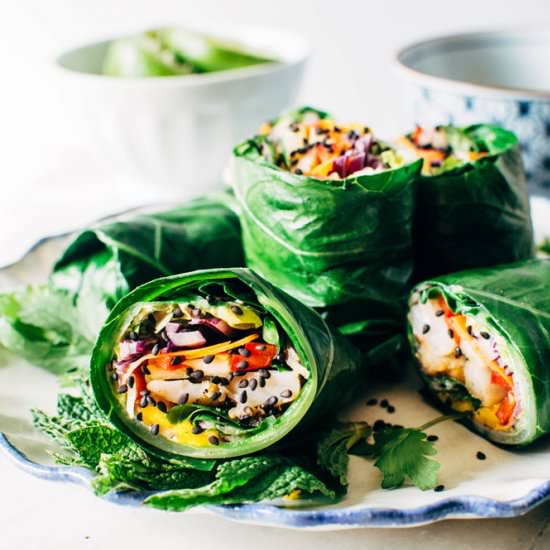 Rainbow Collard Green Spring Rolls