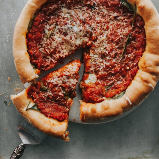 Vegetarian Deep Dish Pizza