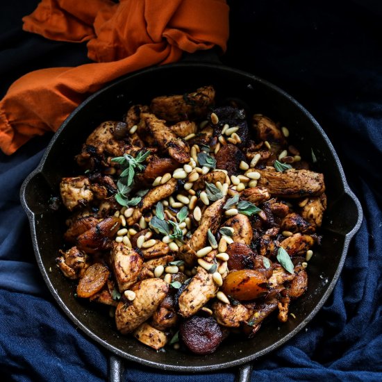 Apricot Pine Nuts Chicken Skillet