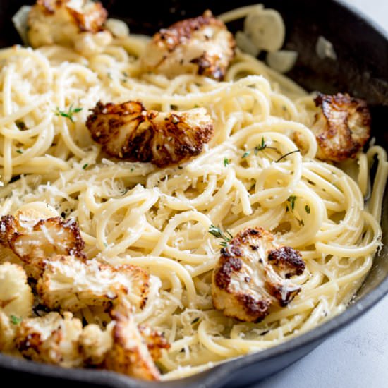 Cauliflower w/ Creamy Garlic Pasta