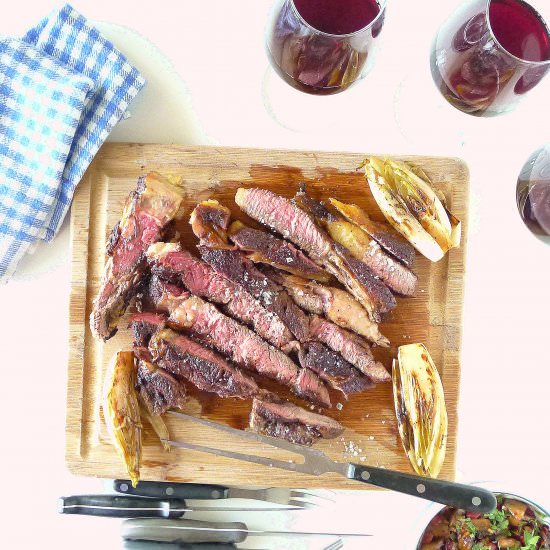 Grilled Steak with Mushroom Sauté