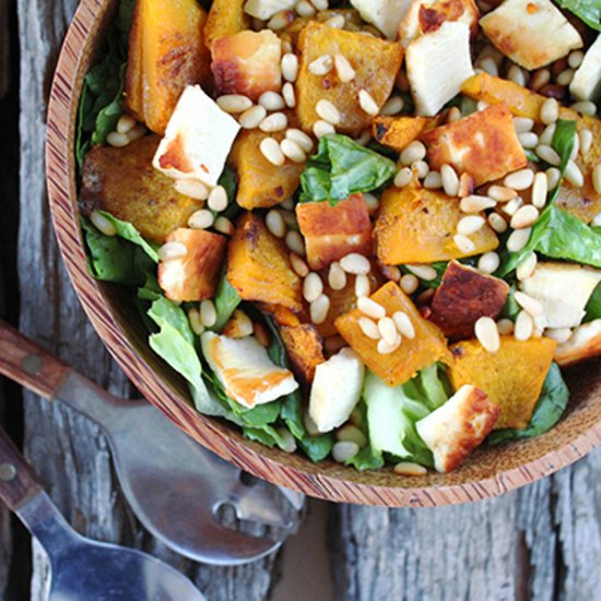 Pumpkin Halloumi and Pine Nut Salad