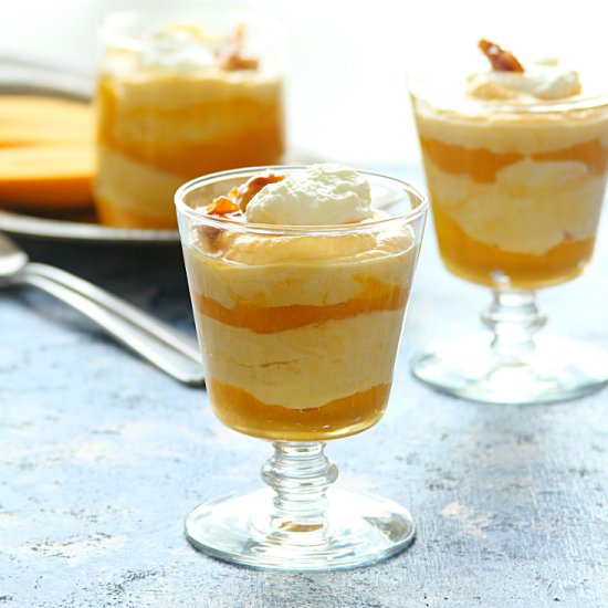 Mango Fool with Candied Almonds