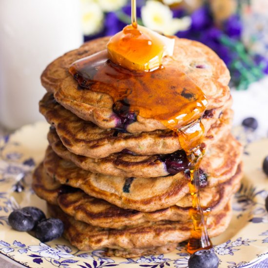 Blueberry Zucchini Bread Pancakes