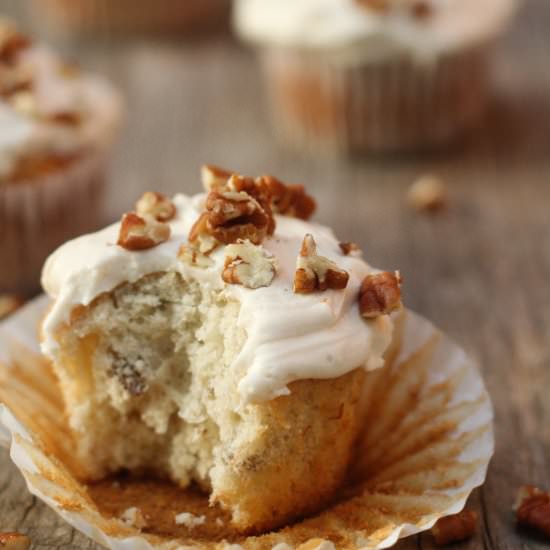 Cream Cheese Frosted Banana Cupcake