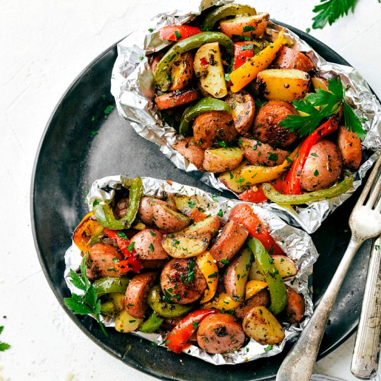 Foil Pack Italian Sausage & Veggies