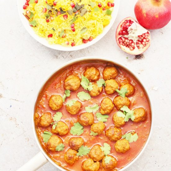 Jeweled Rice & Spicy Lamb Meatballs