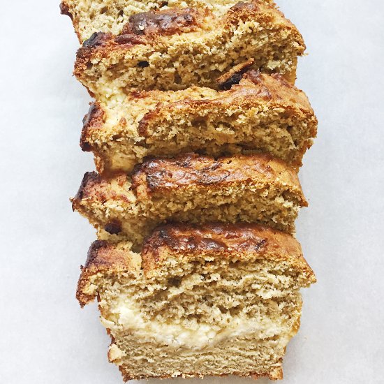 Cheesecake Stuffed Banana Bread