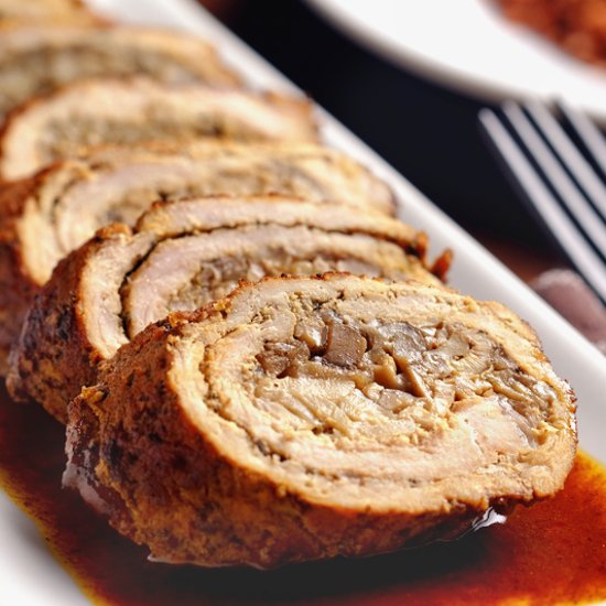 Mushroom-Stuffed Pork Roulade