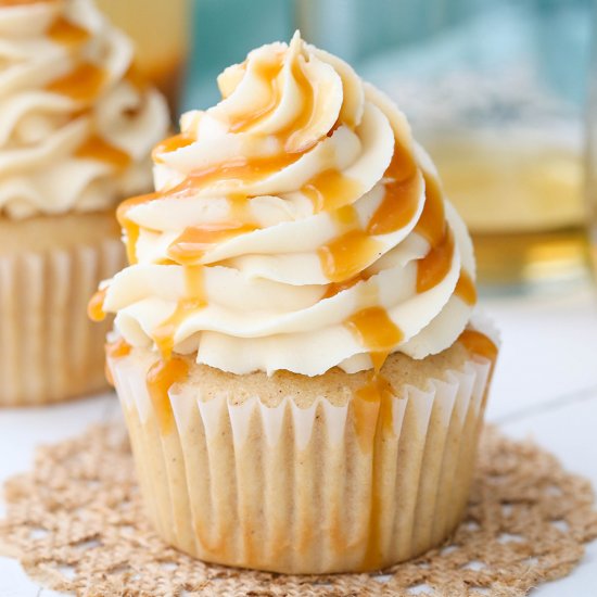 Caramel Bourbon Vanilla Cupcakes