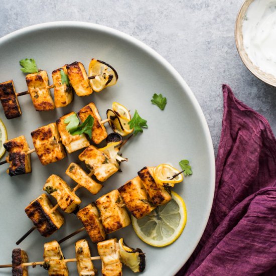 Lemon Saffron Paneer Kebabs