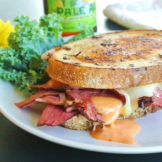 Reuben Pastrami on Rye Sandwich