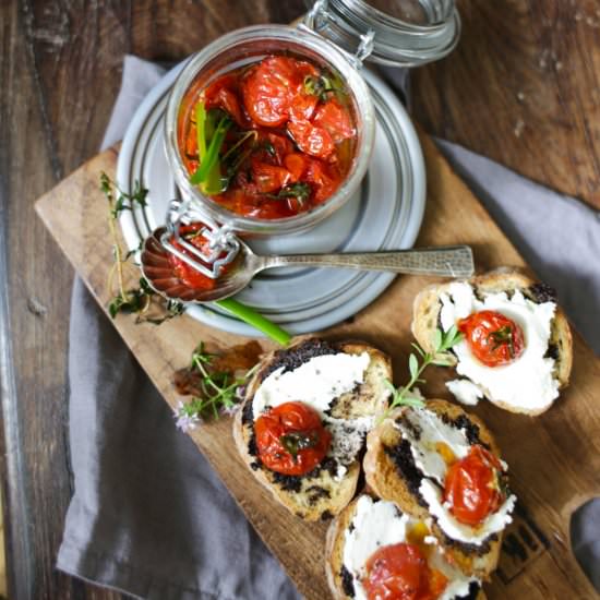 Cheese and Tapenade Bruschetta