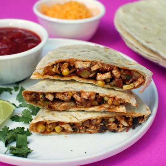 Veggie Packed Chicken Quesadillas