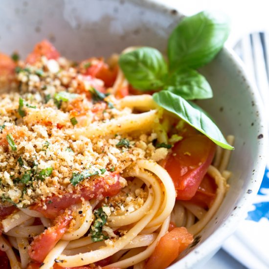 Tomato Pasta w/ Basil Pangrattato