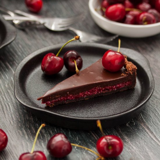 Cherry and Coconut Chocolate Tart