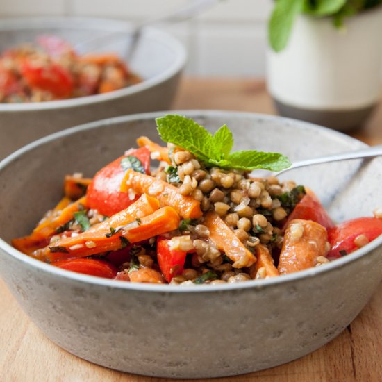 Honey Roasted Carrot Lentil Salad