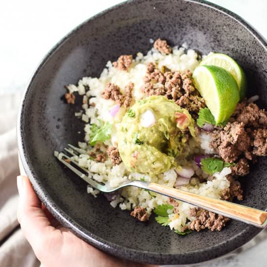 Mexican Beef and Cauliflower Rice