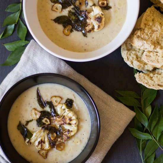 Spiced Cauliflower White Bean Soup